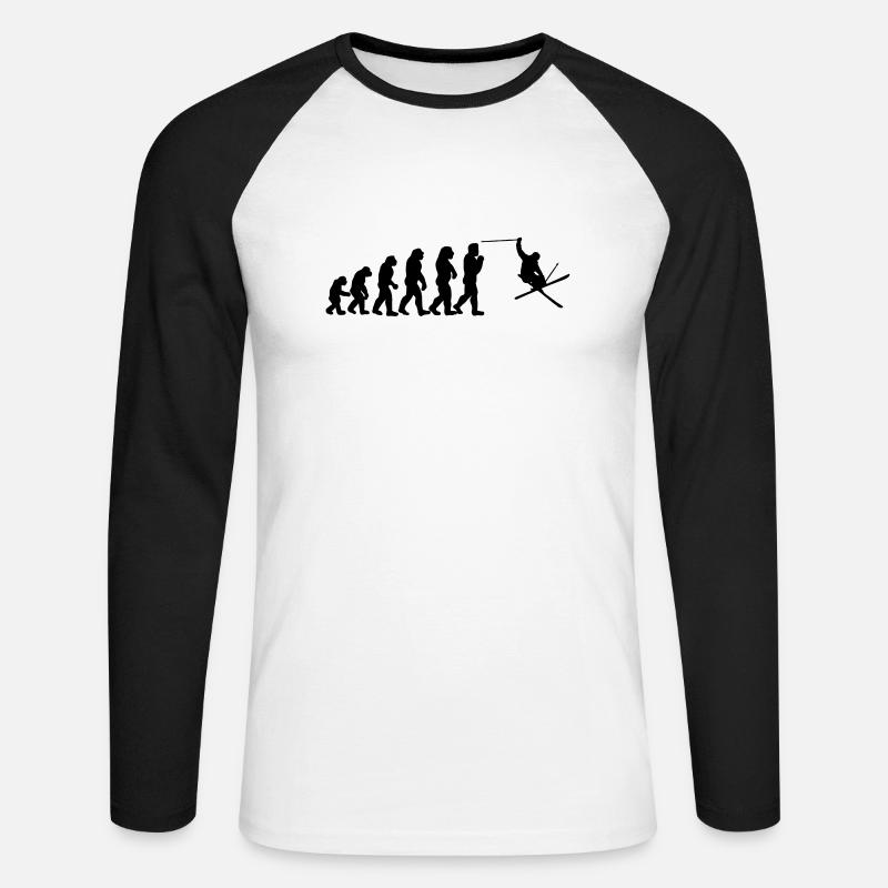 ski evolution - Unisex Baseballshirt langarm - Weiß/Schwarz
