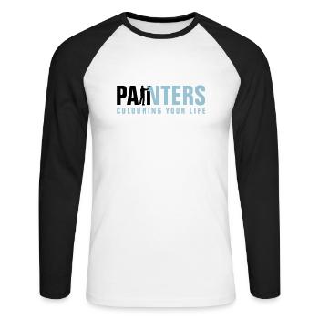 painters_062012_a_2c - Unisex Long Sleeve Baseball T-Shirt - white/black - Front - Nik (191cm)