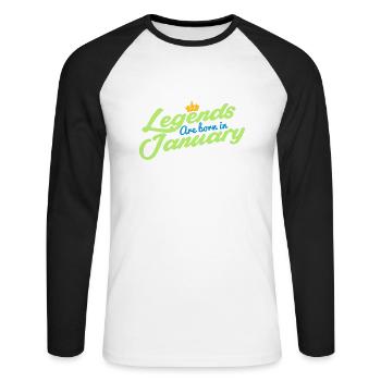 Legends Are Born In January - Unisex Long Sleeve Baseball T-Shirt - white/black - Front - Nik (191cm)