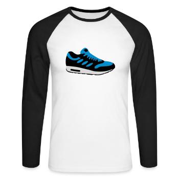 schuh__f3 - Unisex Long Sleeve Baseball T-Shirt - white/black - Front - Nik (191cm)