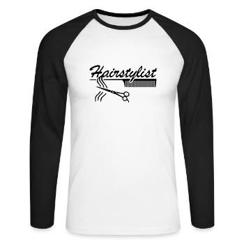 Friseur Friseurin friseur friseurin friseursalon - Unisex Baseballshirt langarm - Weiß/Schwarz - Vorne - Nik (191cm)