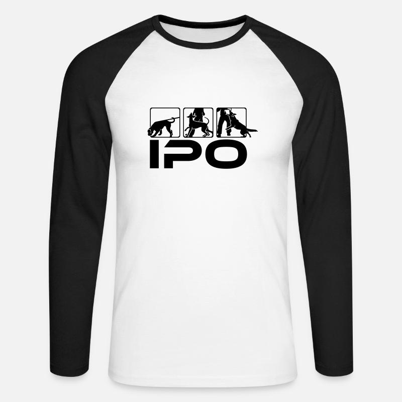 489 IPO Shepherd Doberman Boxer - Långärmad basebolltröja herr - vit/svart