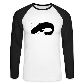 Wels - Unisex Baseballshirt langarm - Weiß/Schwarz - Vorne - Nik (191cm)