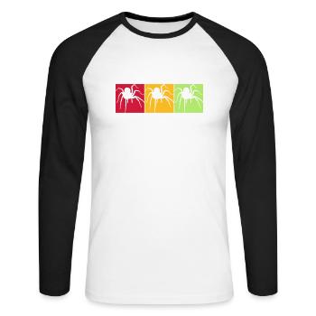 couleurs carrés motif araignée colorée de - T-shirt baseball manches longues Homme - blanc/noir - Devant - Nik (191cm)