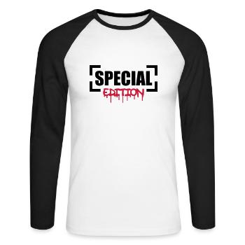 Special Edition - T-shirt baseball manches longues Homme - blanc/noir - Devant - Nik (191cm)