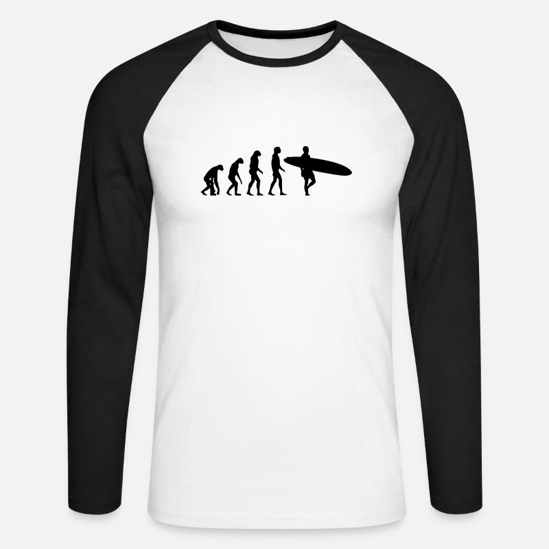 surfer evolution - Unisex Long Sleeve Baseball T-Shirt - white/black