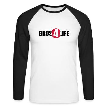 Bros 4 Life Logo Design - Unisex Long Sleeve Baseball T-Shirt - white/black - Front - Nik (191cm)