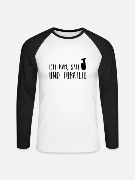 ich kam, sah und tubatete - Unisex Baseballshirt langarm - Weiß/Schwarz