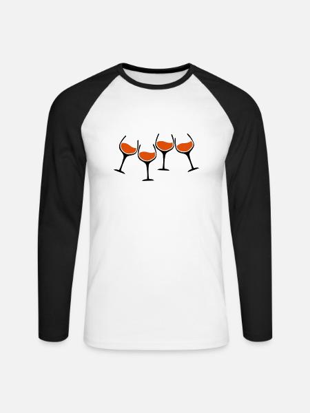 rotwein glaeser anstossen - Unisex Baseballshirt langarm - Weiß/Schwarz