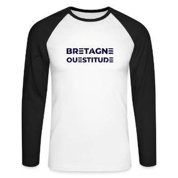 bretagne ouestitude - T-shirt baseball manches longues Homme - blanc/noir - Devant - Nik (191cm)
