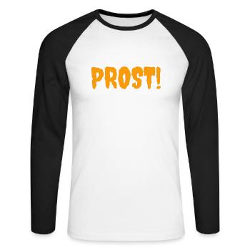 Prost - Unisex Baseballshirt langarm - Weiß/Schwarz - Vorne - Nik (191cm)