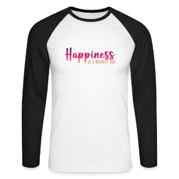 Happiness Is A Remote Job 3 - Unisex Baseballshirt langarm - Weiß/Schwarz - Vorne - Nik (191cm)