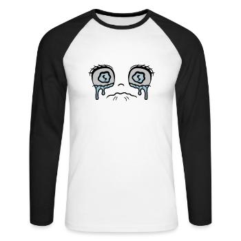 Visage triste de fille qui pleure - T-shirt baseball manches longues Homme - blanc/noir - Devant - Nik (191cm)