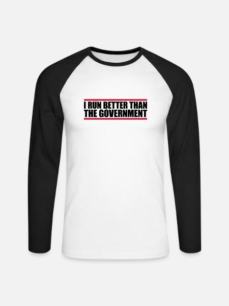 run better than government - Unisex Long Sleeve Baseball T-Shirt - white/black