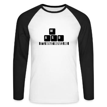 c’est ce qui m’émeut - T-shirt baseball manches longues Homme - blanc/noir - Devant - Nik (191cm)