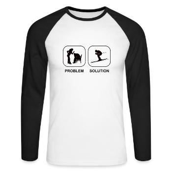 Skifahrer Wintersport Ski Weihnachten Skifahren - Unisex Baseballshirt langarm - Weiß/Schwarz - Vorne - Nik (191cm)