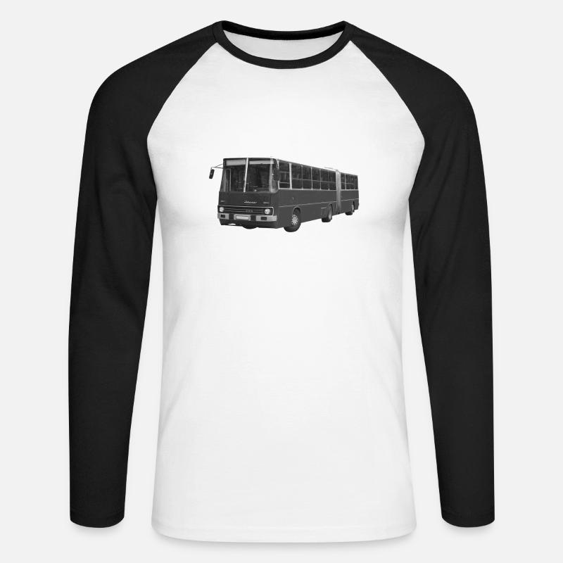 Bus Ikarus 280 Ungarn DDR Oldtimer Ostalgie - Unisex Baseballshirt langarm - Weiß/Schwarz