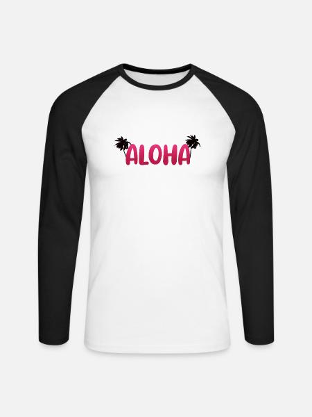 Aloha Palmen - Unisex Baseballshirt langarm - Weiß/Schwarz