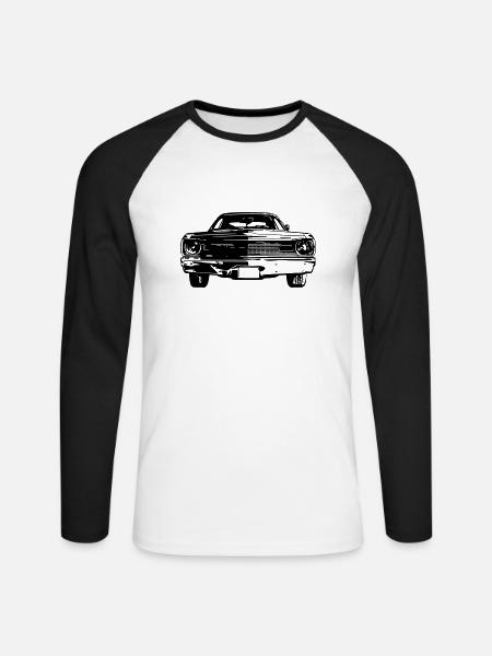 Muscle Car Silhouette - Unisex Baseballshirt langarm - Weiß/Schwarz