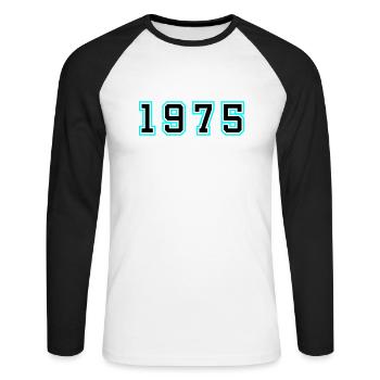 1975 Year Birthday - Unisex Long Sleeve Baseball T-Shirt - white/black - Front - Nik (191cm)