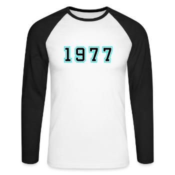 1977 Year Birthday - Unisex Long Sleeve Baseball T-Shirt - white/black - Front - Nik (191cm)