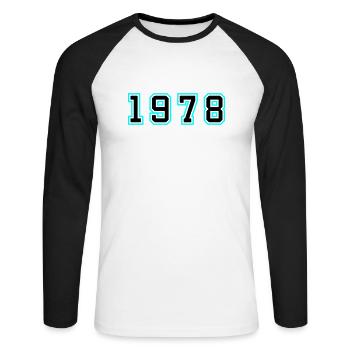 1978 Year Birthday - Unisex Long Sleeve Baseball T-Shirt - white/black - Front - Nik (191cm)