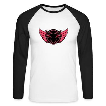 kuh bull wappen - Unisex Baseballshirt langarm - Weiß/Schwarz - Vorne - Nik (191cm)