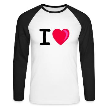 I heart - Unisex Long Sleeve Baseball T-Shirt - white/black - Front - Nik (191cm)