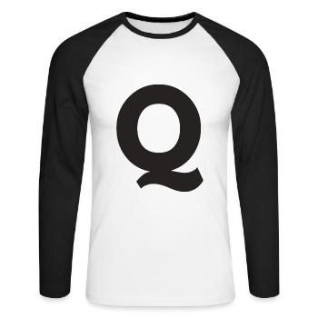 Q - Unisex Long Sleeve Baseball T-Shirt - white/black - Front - Nik (191cm)