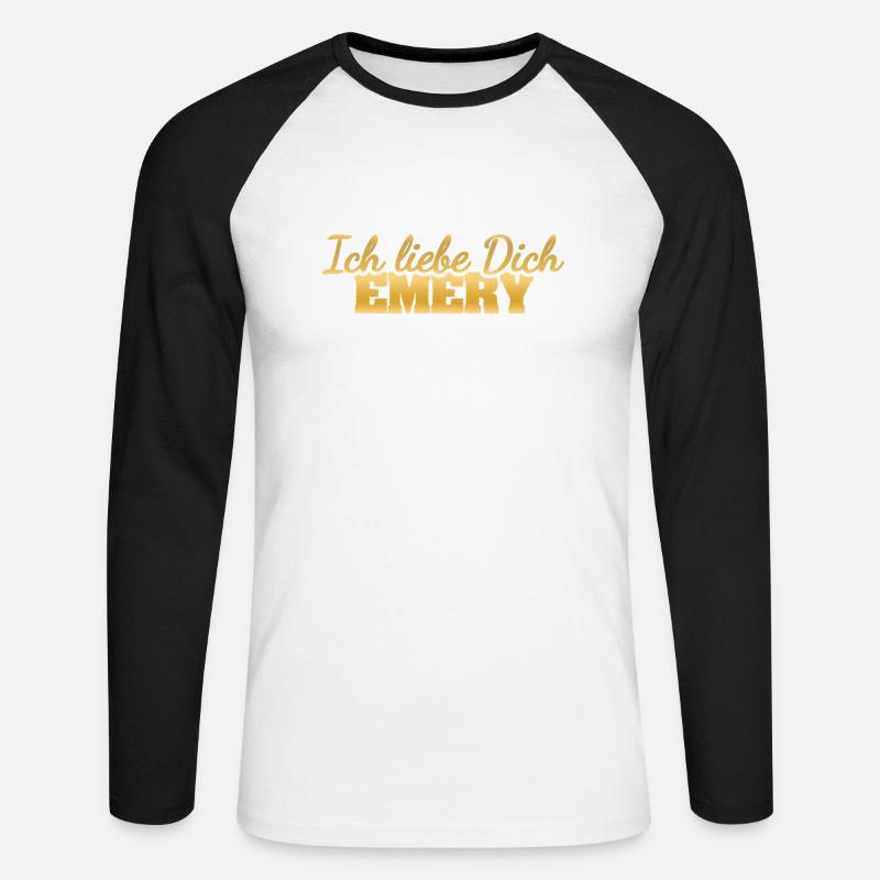 Emery - Unisex Baseballshirt langarm - Weiß/Schwarz