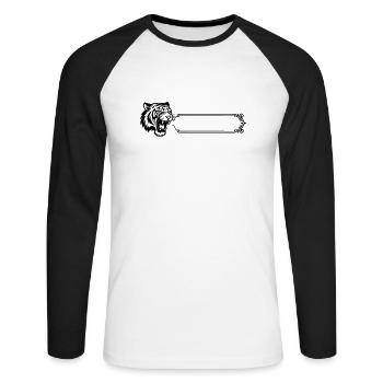 Tigre - Nom prénom - T-shirt baseball manches longues Homme - blanc/noir - Devant - Nik (191cm)