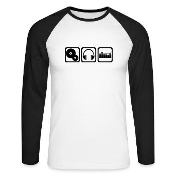 DJ - Unisex Baseballshirt langarm - Weiß/Schwarz - Vorne - Nik (191cm)