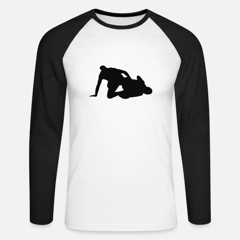 Grappling Leg Control Silhouette - Unisex Baseballshirt langarm - Weiß/Schwarz