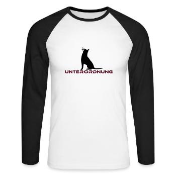 Subordination en deux couleurs - T-shirt baseball manches longues Homme - blanc/noir - Devant - Nik (191cm)