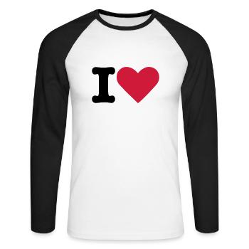 I Love - Unisex Long Sleeve Baseball T-Shirt - white/black - Front - Nik (191cm)