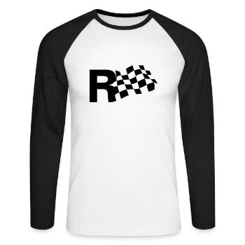 R Flag - Unisex Baseballshirt langarm - Weiß/Schwarz - Vorne - Nik (191cm)