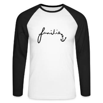 Familie - Unisex Baseballshirt langarm - Weiß/Schwarz - Vorne - Nik (191cm)