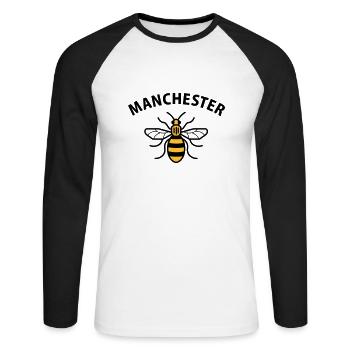 MANCHESTER MANCS MCR BIENE BEE - Unisex Baseballshirt langarm - Weiß/Schwarz - Vorne - Nik (191cm)