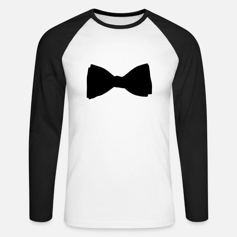 Fliege - Unisex Baseballshirt langarm - Weiß/Schwarz