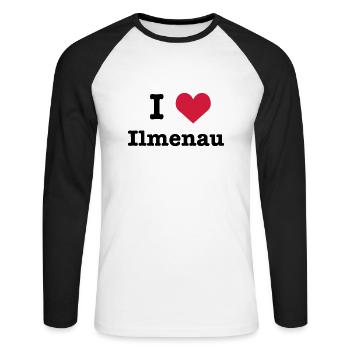 I love (heart) Ilmenau - Unisex Baseballshirt langarm - Weiß/Schwarz - Vorne - Nik (191cm)