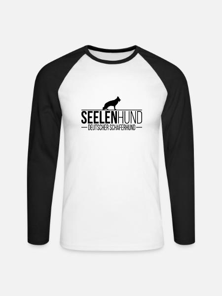 DEUTSCHER SCHÄFERHUND Seelenhund - Unisex Baseballshirt langarm - Weiß/Schwarz