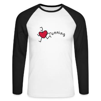 Lustiges Strichmännchen -I love running - Unisex Baseballshirt langarm - Weiß/Schwarz - Vorne - Nik (191cm)