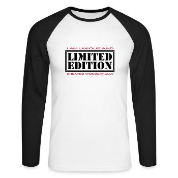 Limited Edition (JESUS-shirts) - Unisex Baseballshirt langarm - Weiß/Schwarz - Vorne - Nik (191cm)