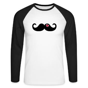 Mustache Bart - Unisex Baseballshirt langarm - Weiß/Schwarz - Vorne - Nik (191cm)