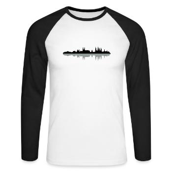 Skyline Bamberg - Unisex Baseballshirt langarm - Weiß/Schwarz - Vorne - Nik (191cm)