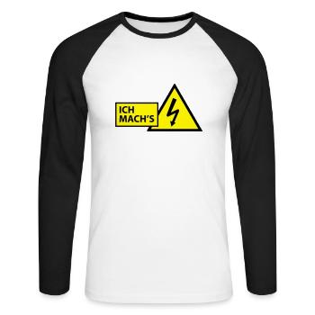 Elektriker - Unisex Baseballshirt langarm - Weiß/Schwarz - Vorne - Nik (191cm)