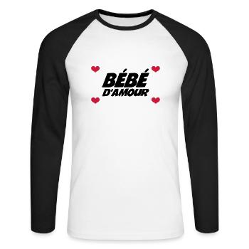 Bébé d'Amour - T-shirt baseball manches longues Homme - blanc/noir - Devant - Nik (191cm)