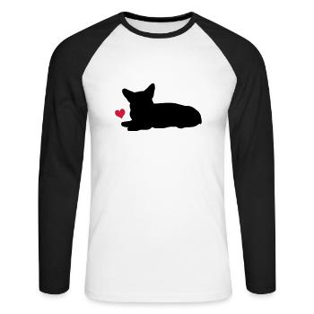 Corgi - Unisex Baseballshirt langarm - Weiß/Schwarz - Vorne - Nik (191cm)