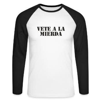 Spanisch Spruch spanische Sprache - Unisex Baseballshirt langarm - Weiß/Schwarz - Vorne - Nik (191cm)