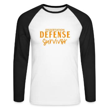 Dissertation Defense Survivor 6 - Unisex Long Sleeve Baseball T-Shirt - white/black - Front - Nik (191cm)
